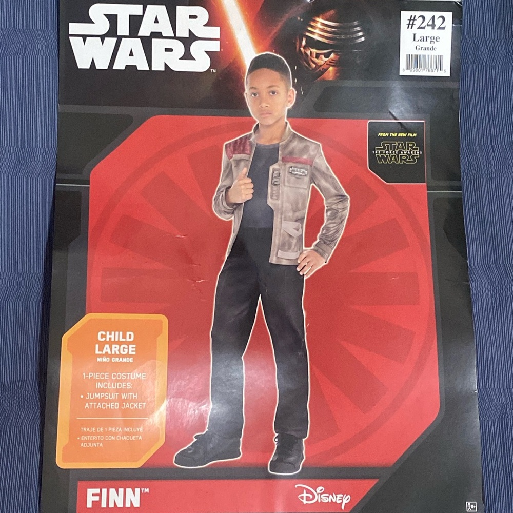 ⁠Star Wars The Force Awakens Finn Costume Boys Large 12-14 Deluxe Jumpsuit